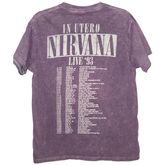 Nirvana "In Utero Live '93" Tour T-Shirt - Size Medium - Distressed Purple - Picture 2 of 3